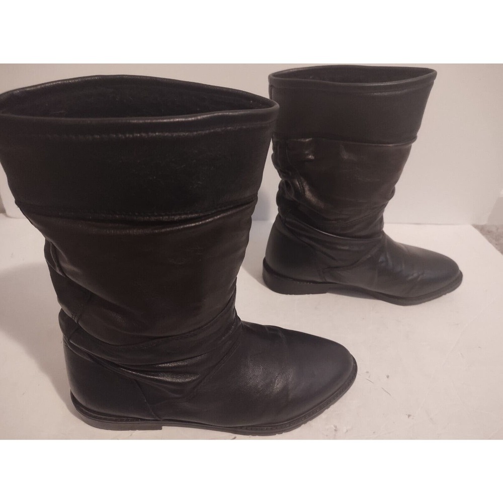 Barbo Leather Slouch Boots Black Women’s 8.5 Shearling Lining Canada 8239197